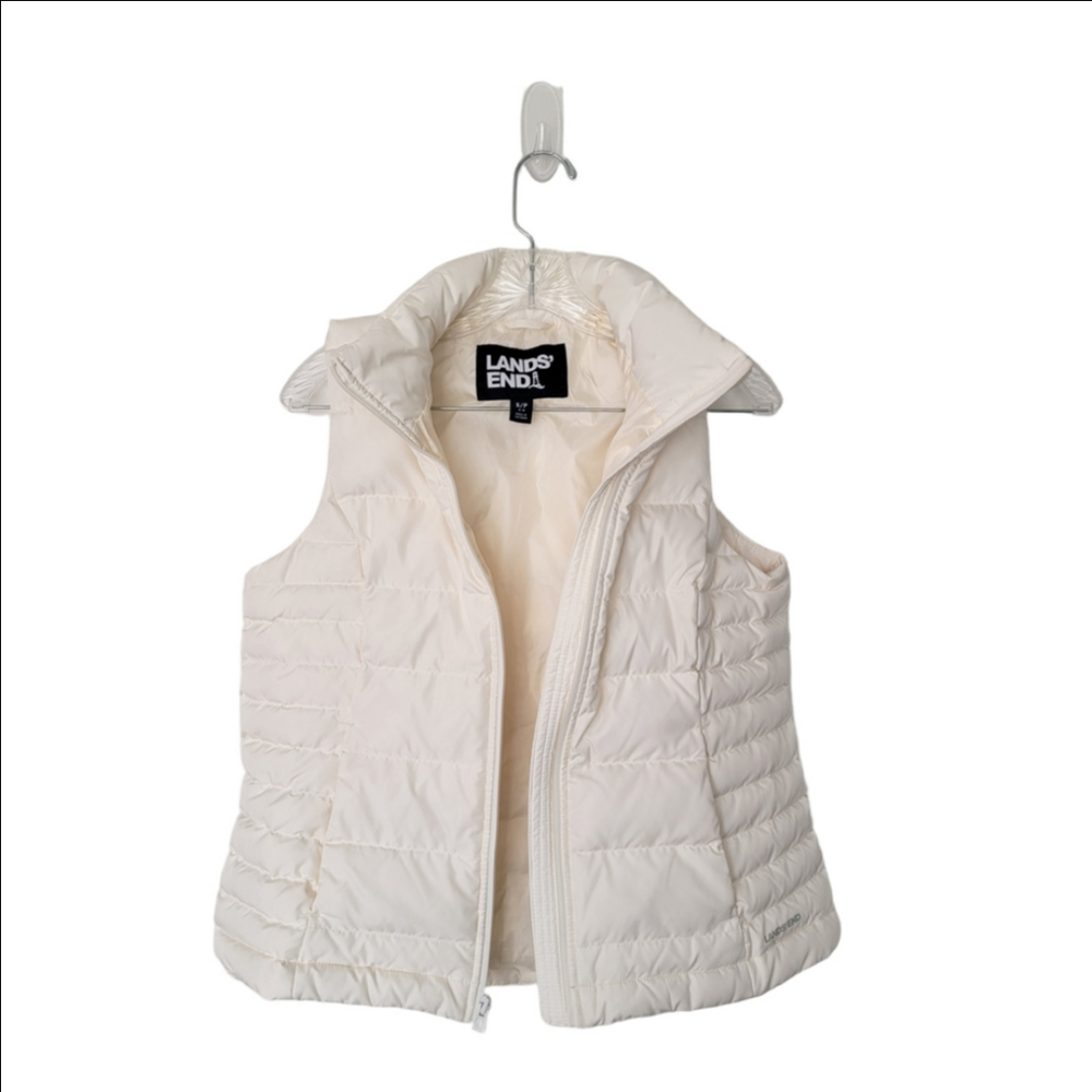 Lands' End Cream Ivory Down And Feather Puffer Vest Size Small - Picture 2 of 7